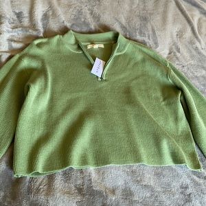 PACSUN sage green long sleeve quarter zip
